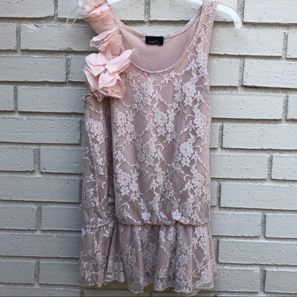 Gorgeous Blush Pink Lace Top With Shoulder Detail